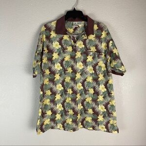 Haband Floral Polo Shirt Size Large